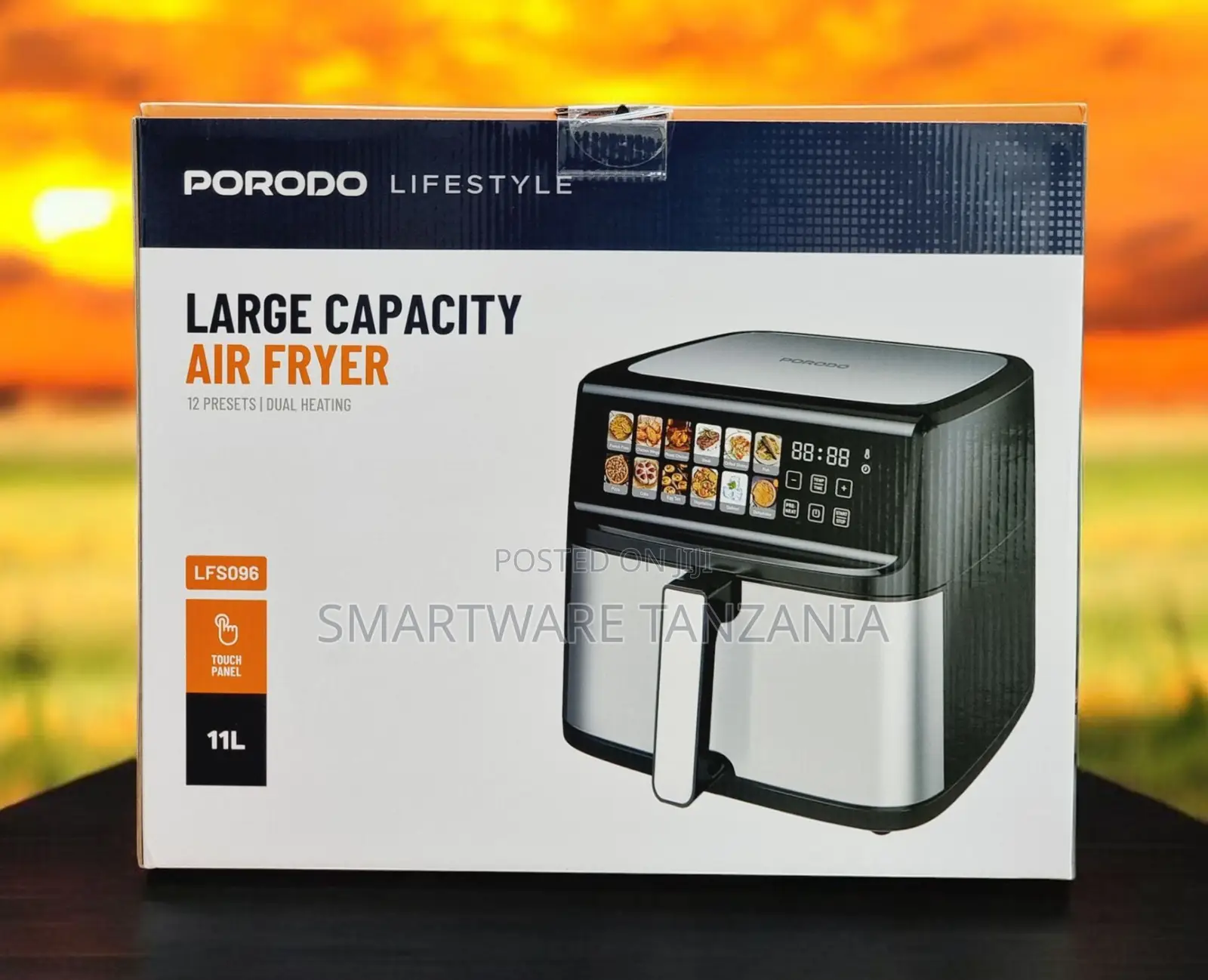 Porodo Large Capacity Air Fryer Lfs096 - 11l, 12 Presets, Touch