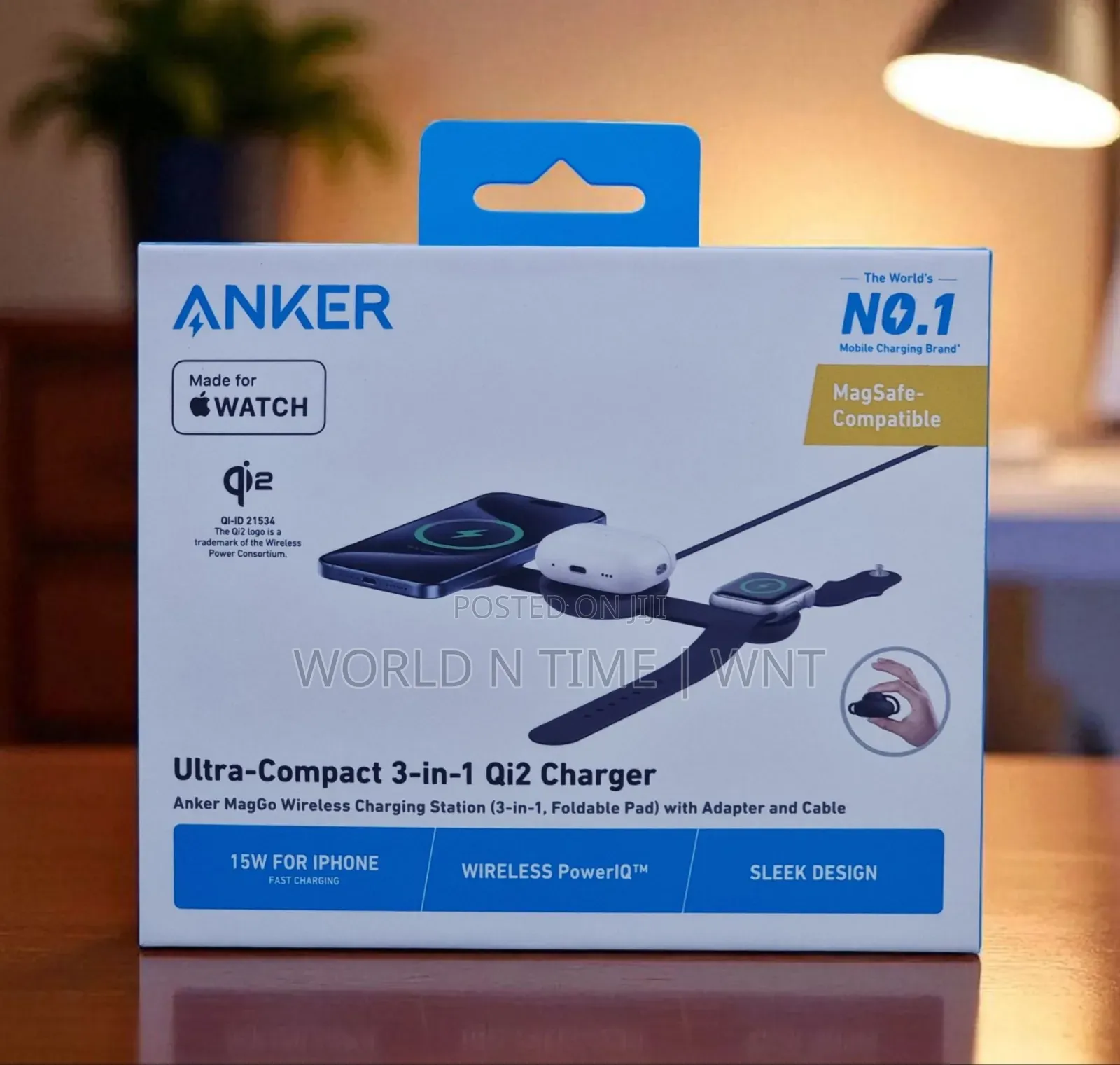 Anker Magsafe Ultra Compact 3-in-1 Qi2 Charger -