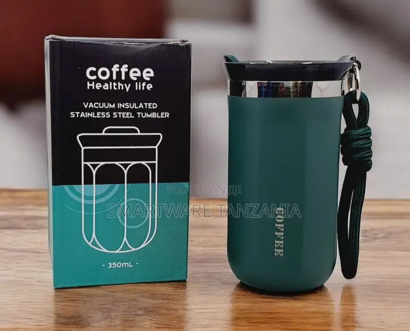 Coffee Healthy Life Tumbler 350ml - Vacuum Insulated, Teal Green