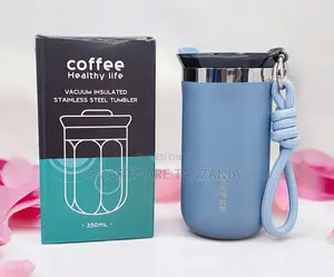Coffee Healthy Life Tumbler 350ml - Vacuum Insulated, Sky Blue