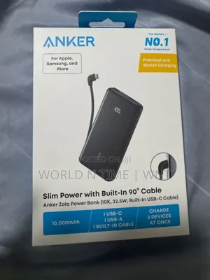 Anker Zolo Power Bank (, 22.5w, Built-in Usb-C Cable 10,000mah