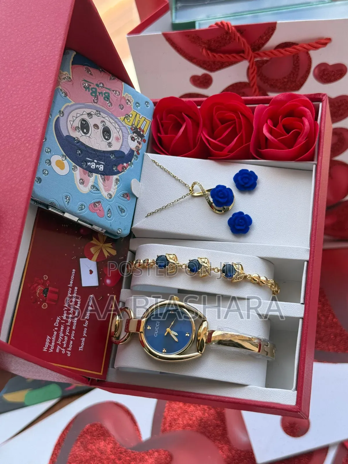 Gucci Ladies Combo for Valentine Gift Gold and Blue 11008