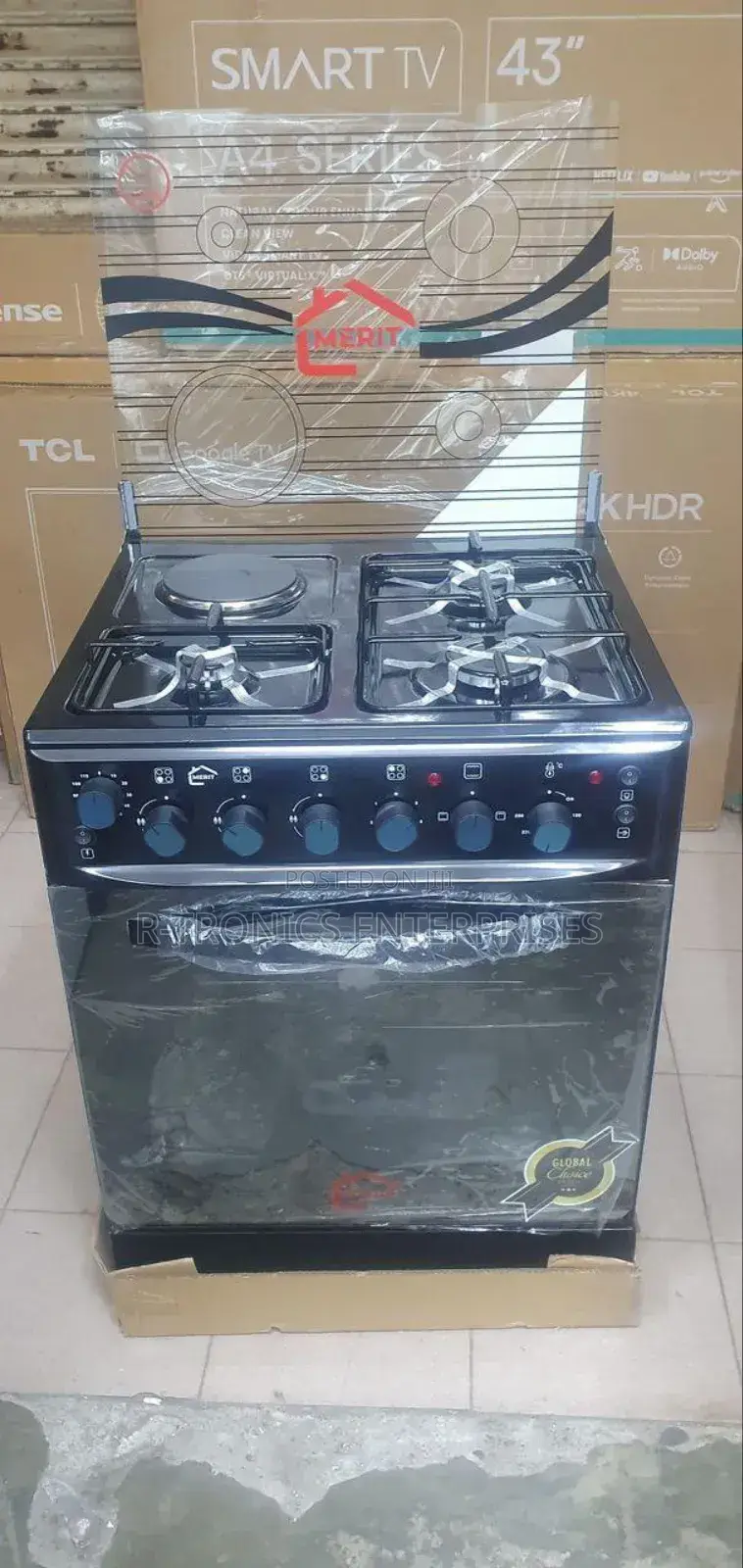 Merit Free Standing Cooker Size 60x60 (3gas+ 1electric + Ovenelectric)
