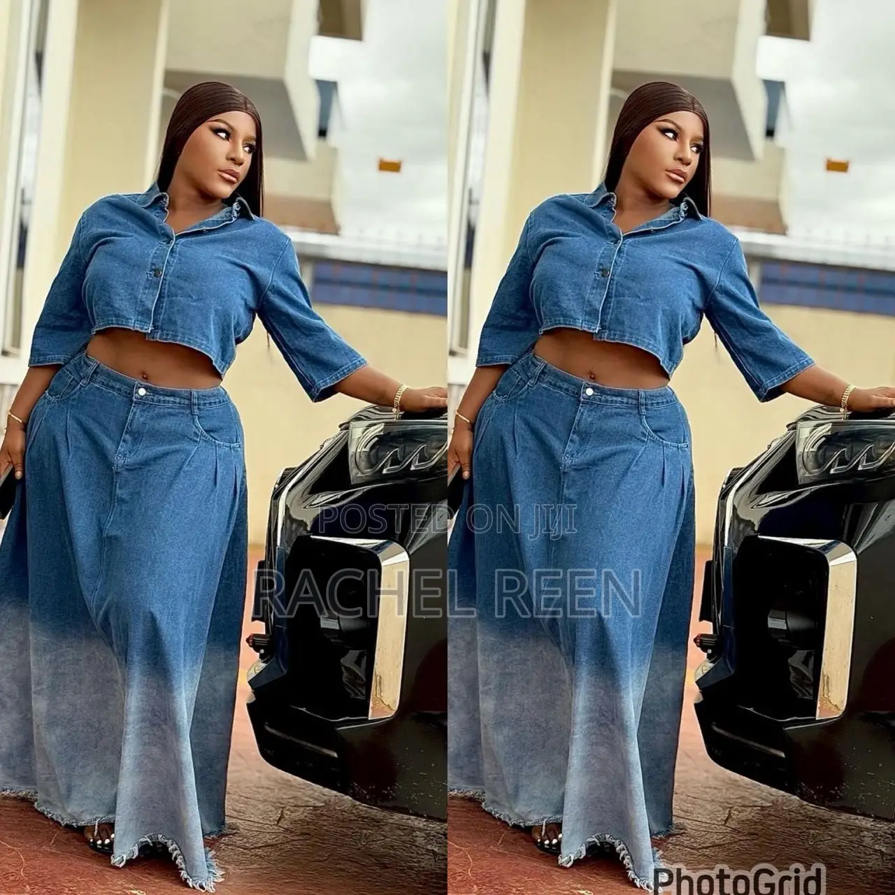 New 2pc Trending Denium Jeans Skirt and Top