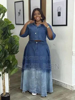 New 2pc Trending Denium Jeans Skirt and Top