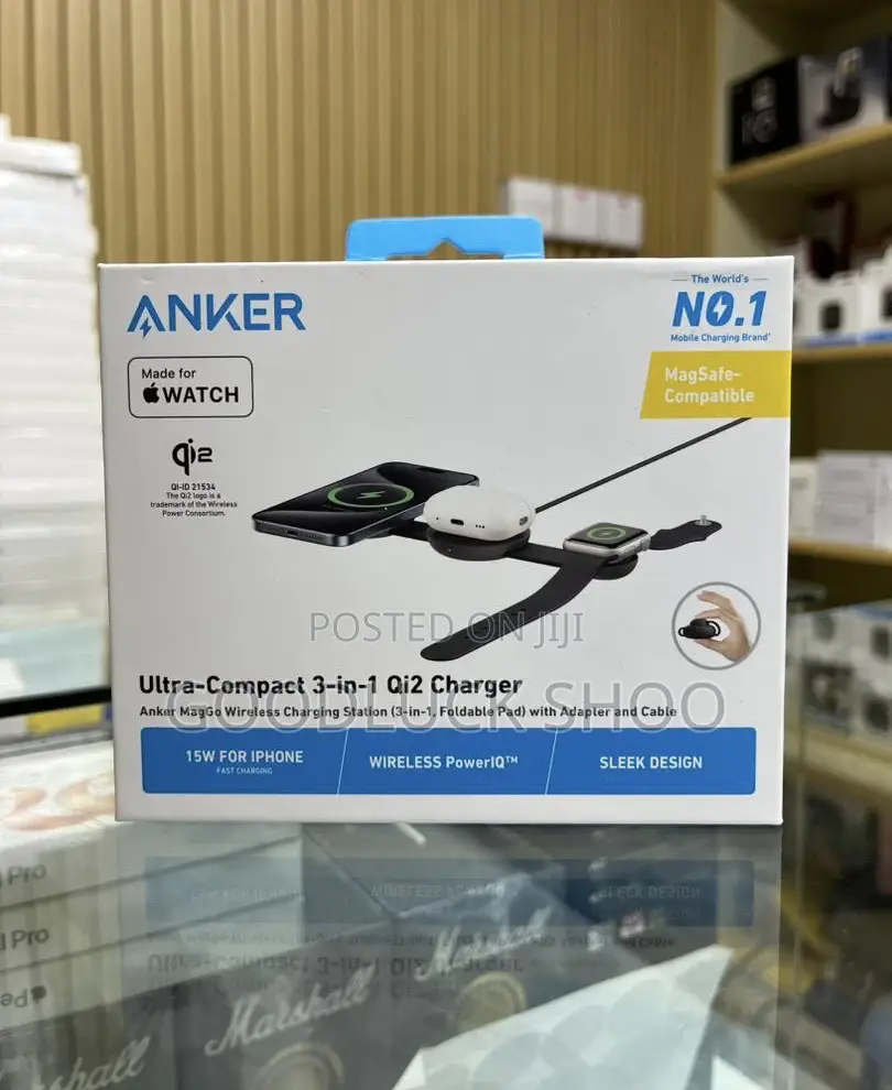 Anker Mag Go Wireles Charging Station Ultra Compact 3 in 1 Qi2 Charger
