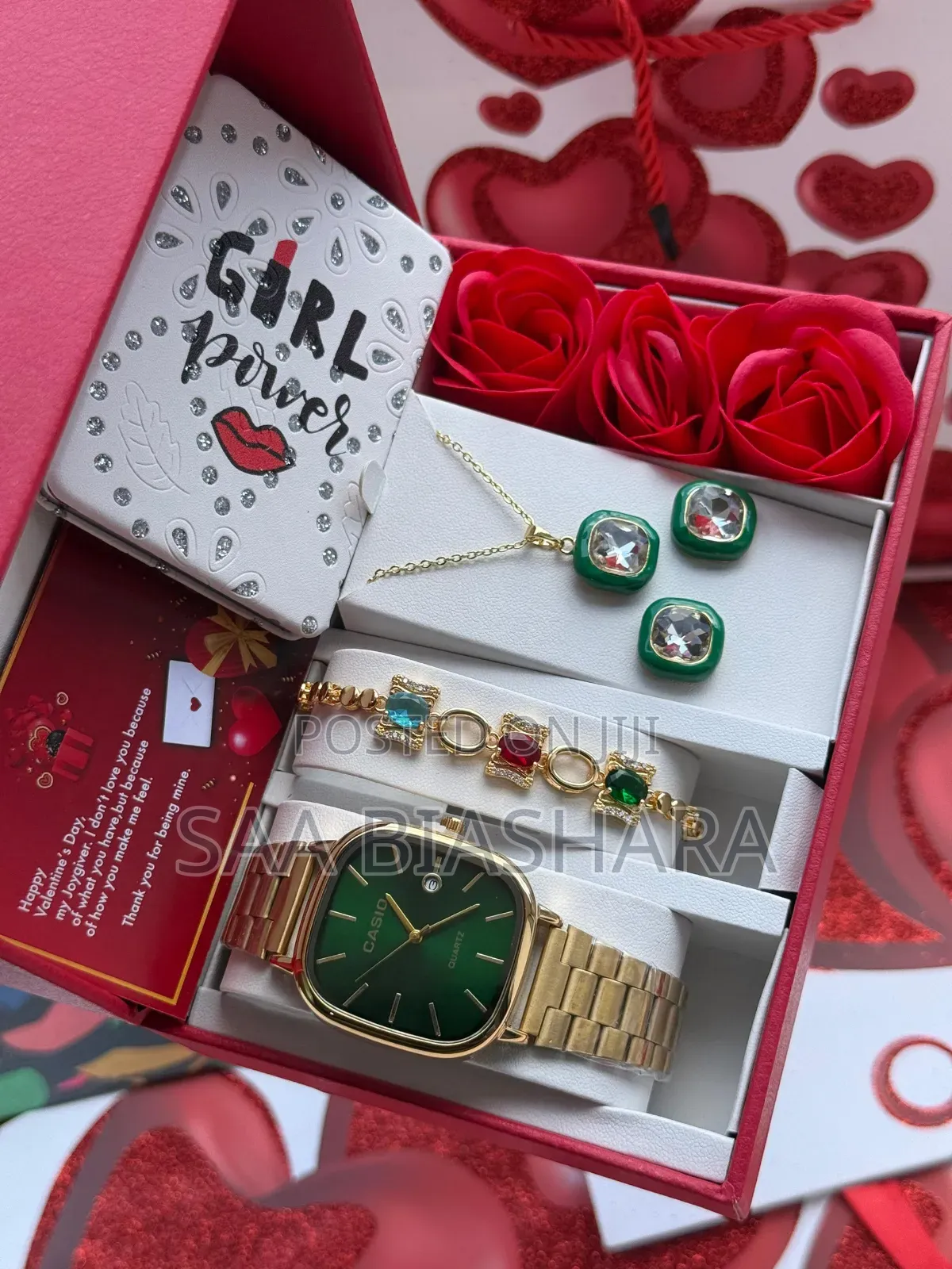 New Casio Green and Gold Valentine Set for Women's