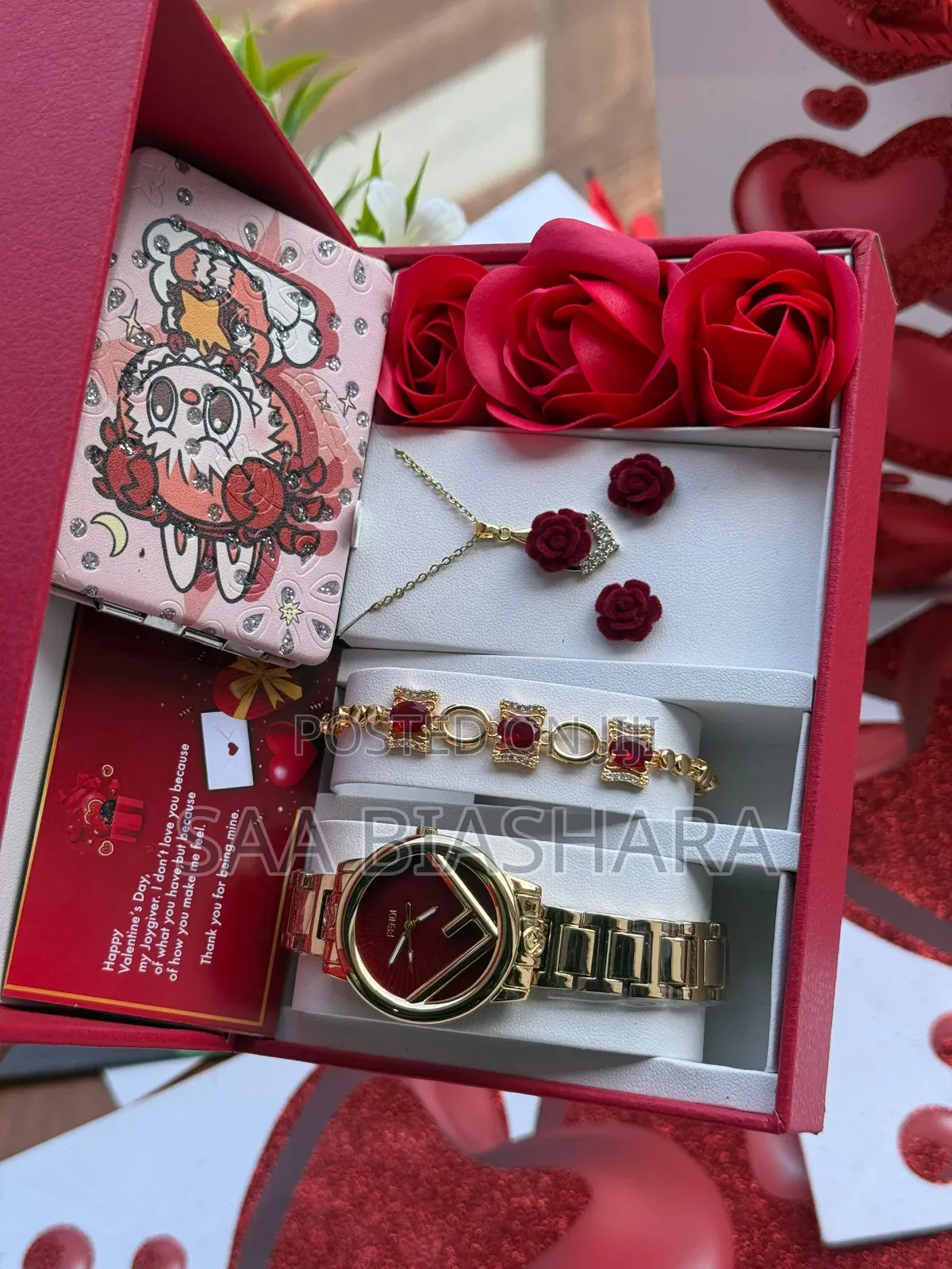 New Fendi Gold and Red Classic Valentine Set for Women's