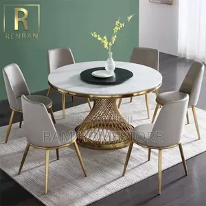 Luxury Marble Topround Dining Tableset With 6 Chairs |Meza Ya Chakula