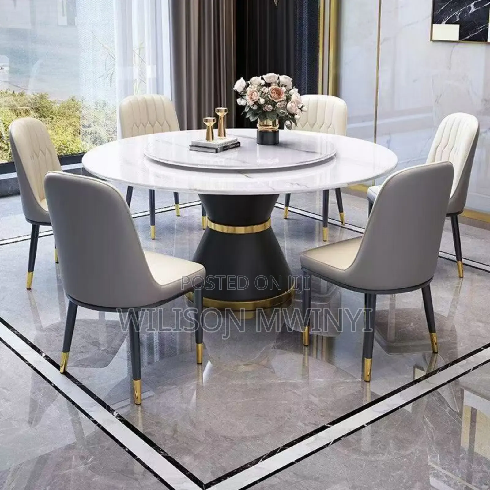 Dining Table Marble Six(6) Chairs