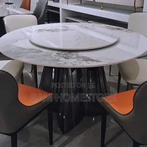 Luxury Marble Round Dining Set With Classic 6 Chairs/ Meza Ya Chakula