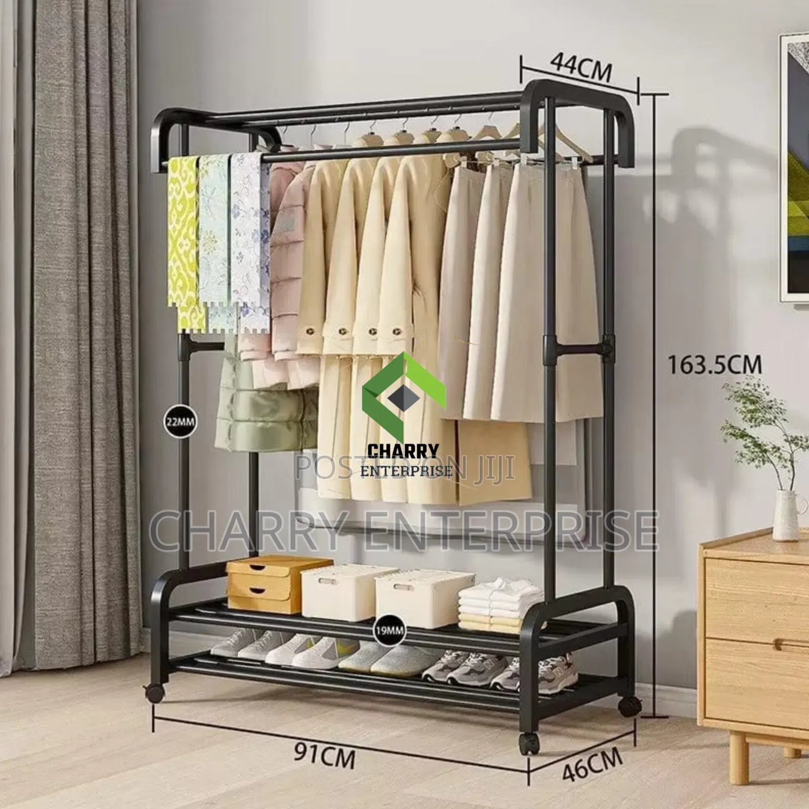 Clothes Rack Metal Garment Floor Folding Clothes Hanger Stand Ya Nguo ...