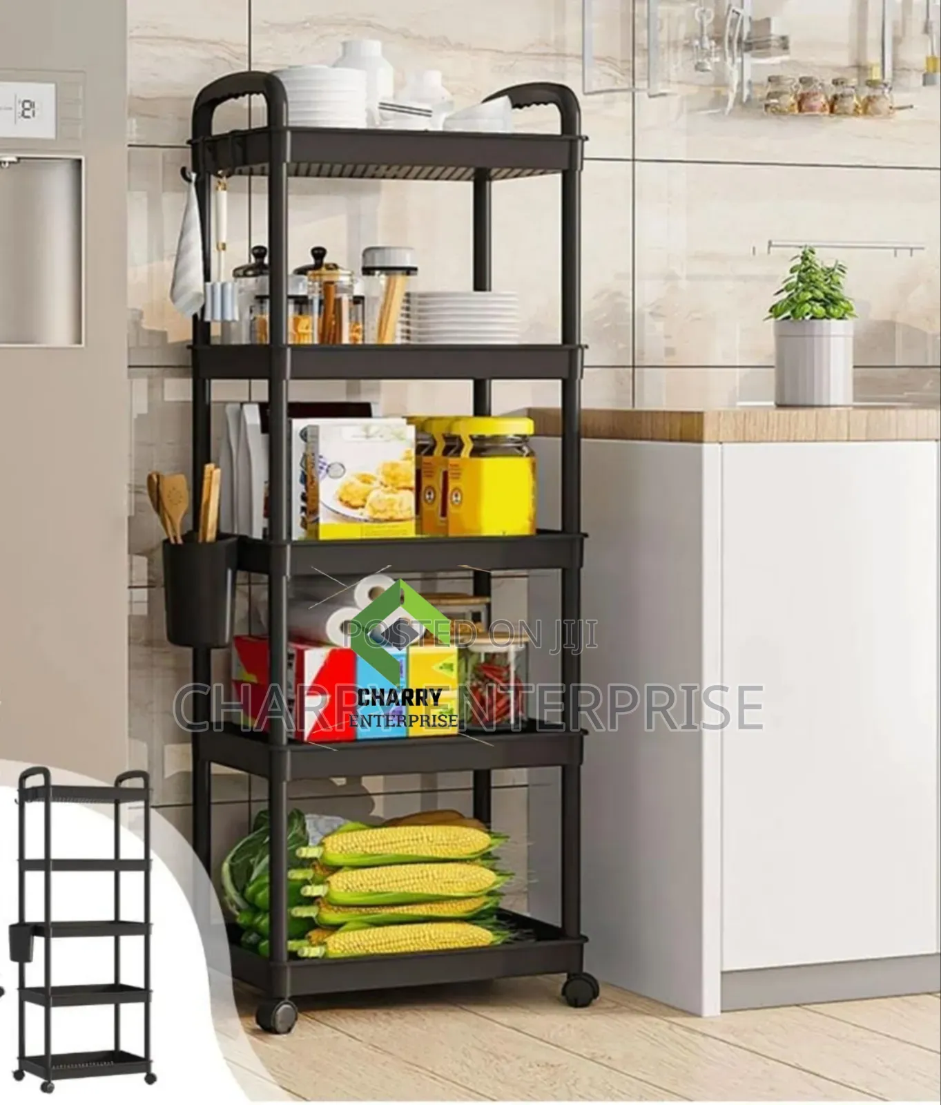 Multifunctional Ground Storage Rack 4tier Rolling Storage Utility Cart