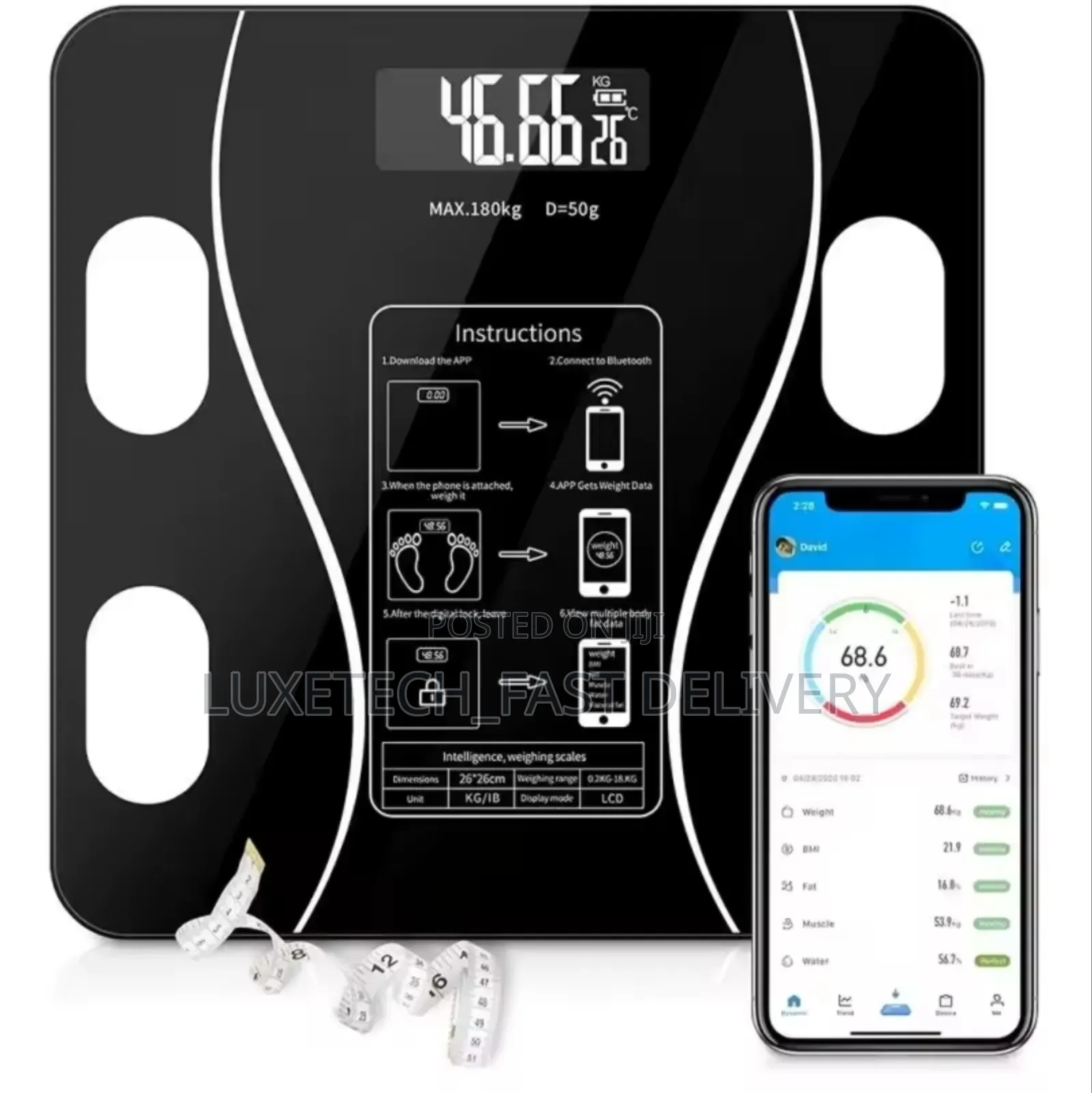Smart Digital Body Fat Scale - Maximum Capacity 180 Kg