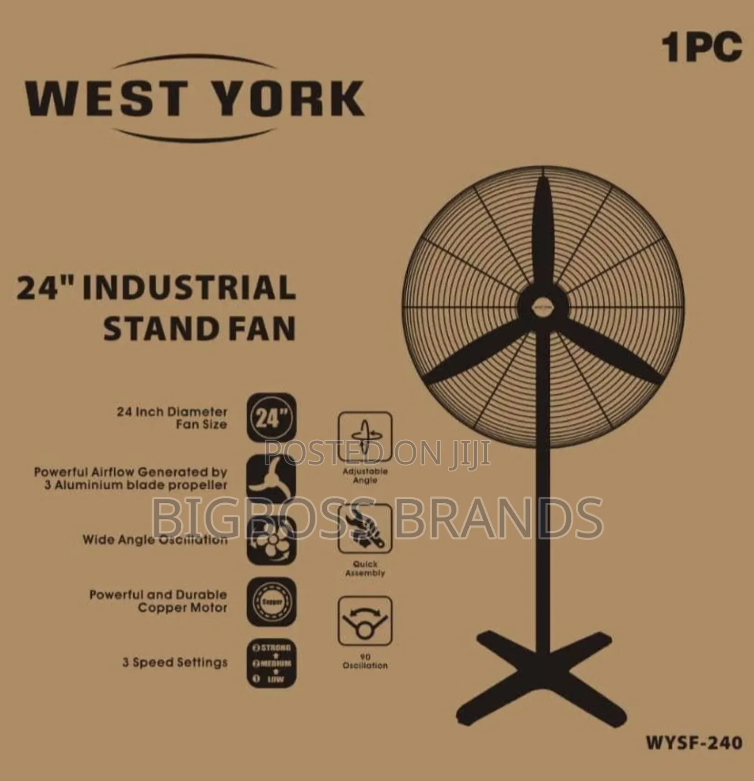West York Industrial Standing Fan Size 24