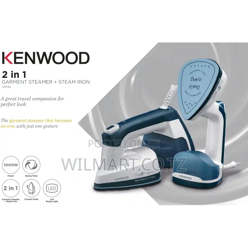 Kenwood Garment Steamer 180ml Tank 2 in 1 With Steam Iron 1000w