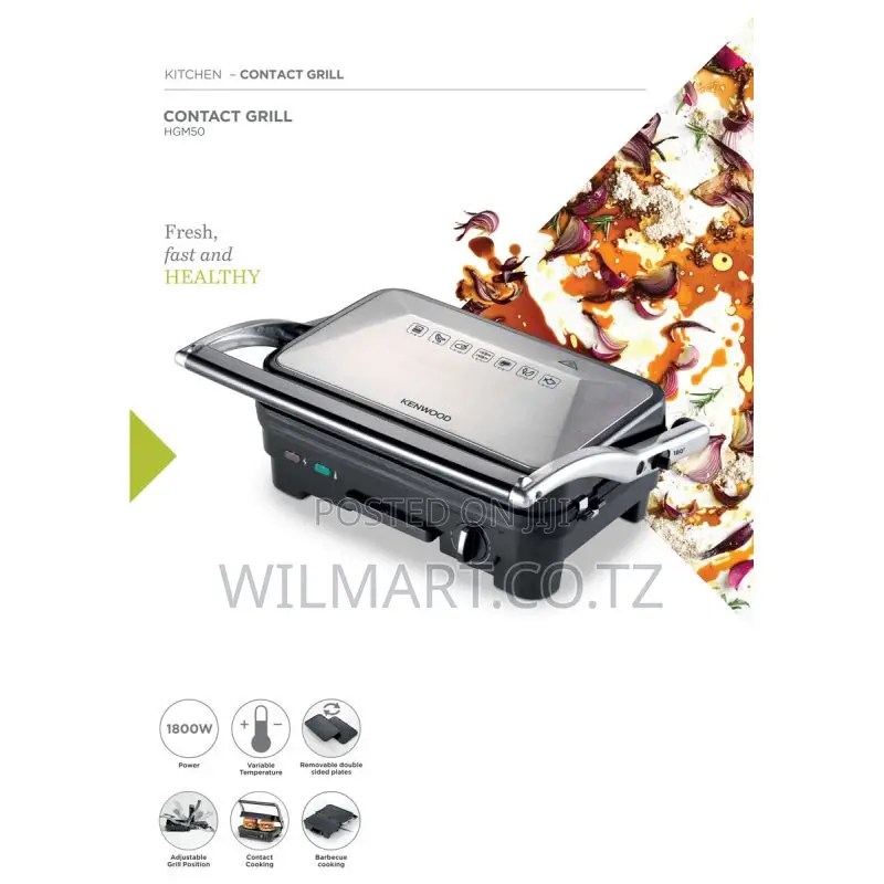 Kenwood Contact Grill Adjustable Temperature Cool Touch Handle 1800w