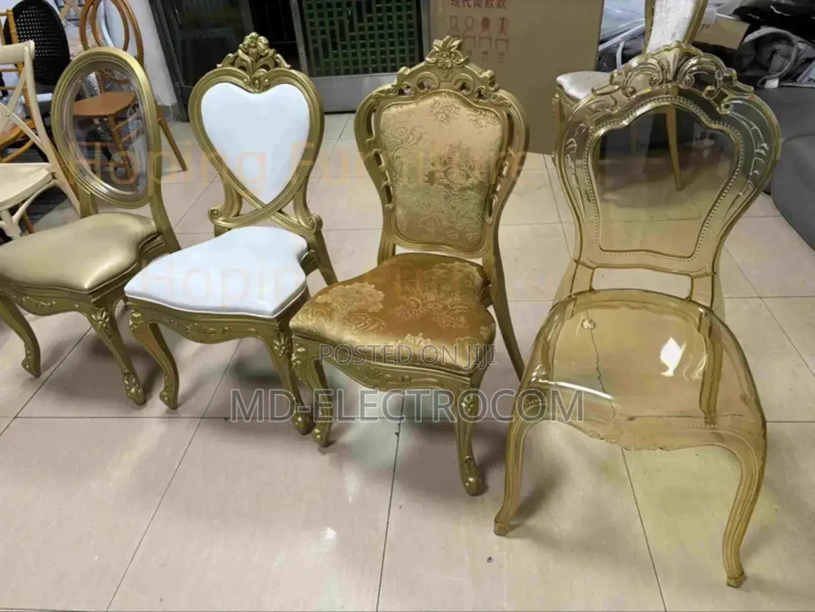 Gold-Finished Chairs, Used for Weddings Formal Dining Rooms