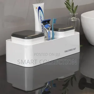Toiletries Set for Toothbrush Holder and Toothpaste Dispenser