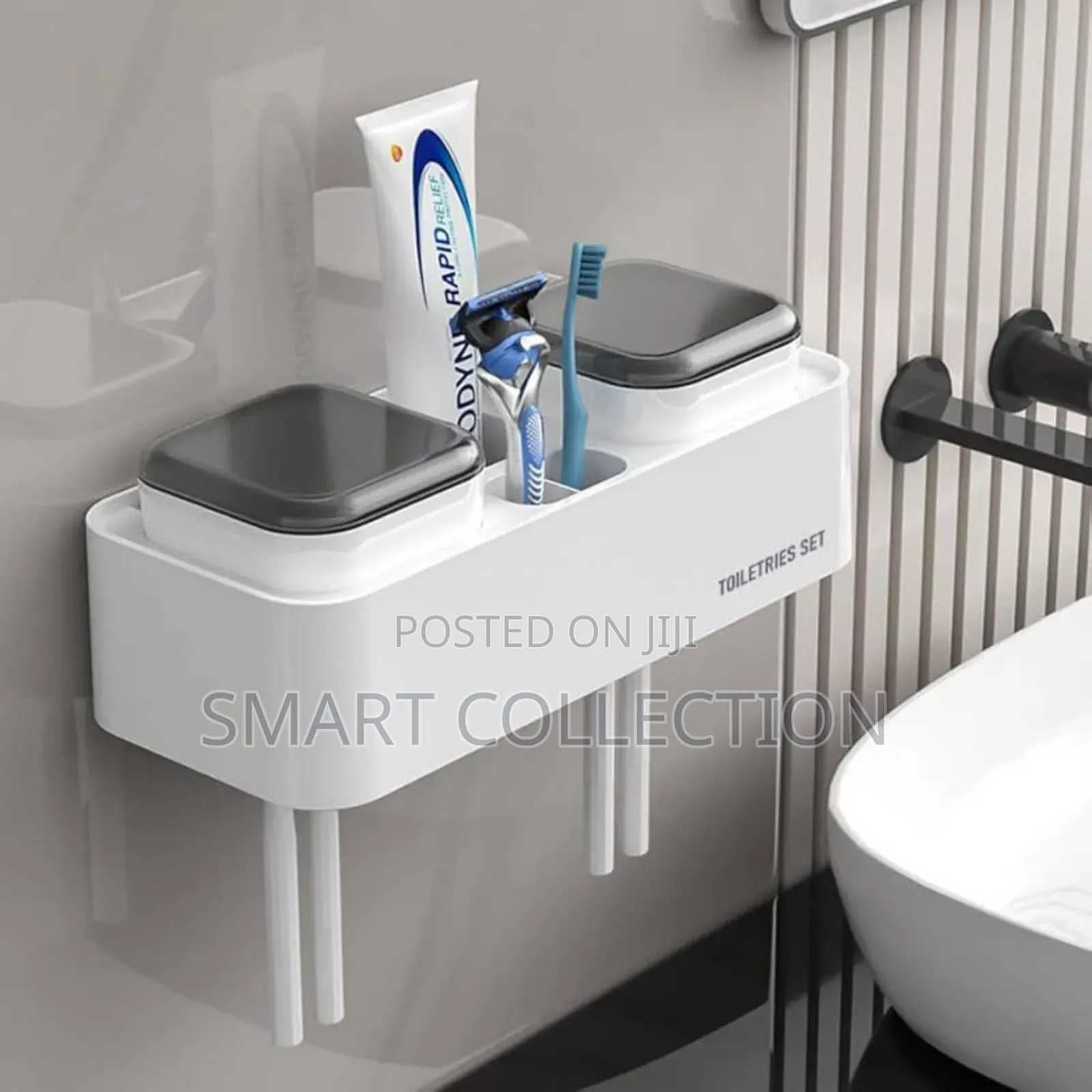 Toiletries Set for Toothbrush Holder and Toothpaste Dispenser