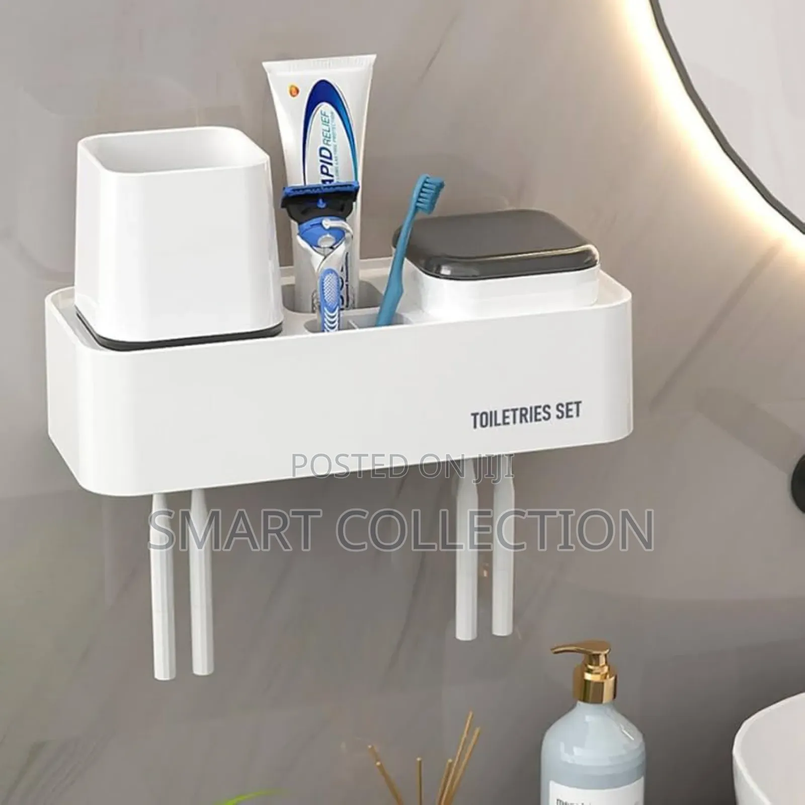 Toiletries Set for Toothbrush Holder and Toothpaste Dispenser