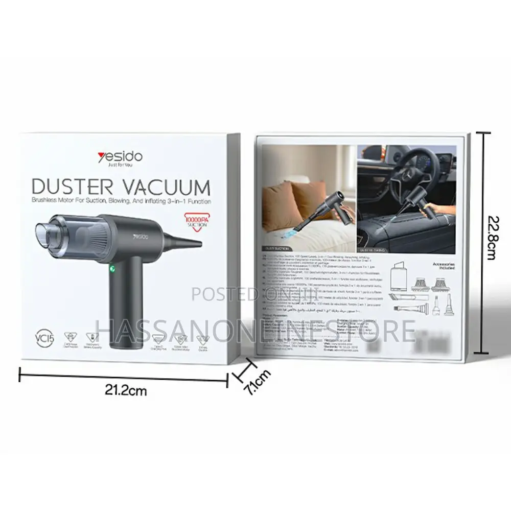 Yesido Vc15 Cordless Car Vacuum Cleaner
