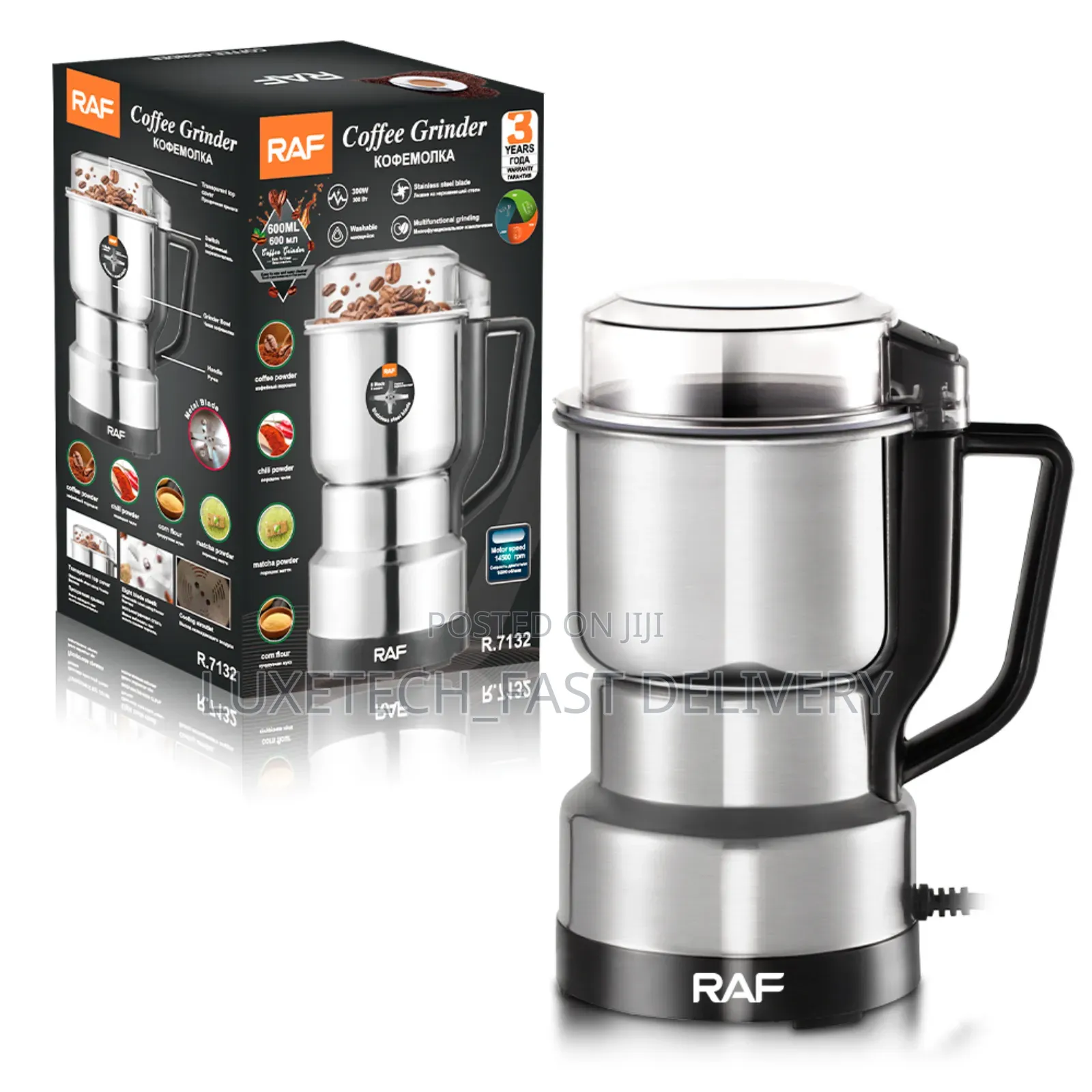 Raf Electric Coffee Bean Grinder R.7132