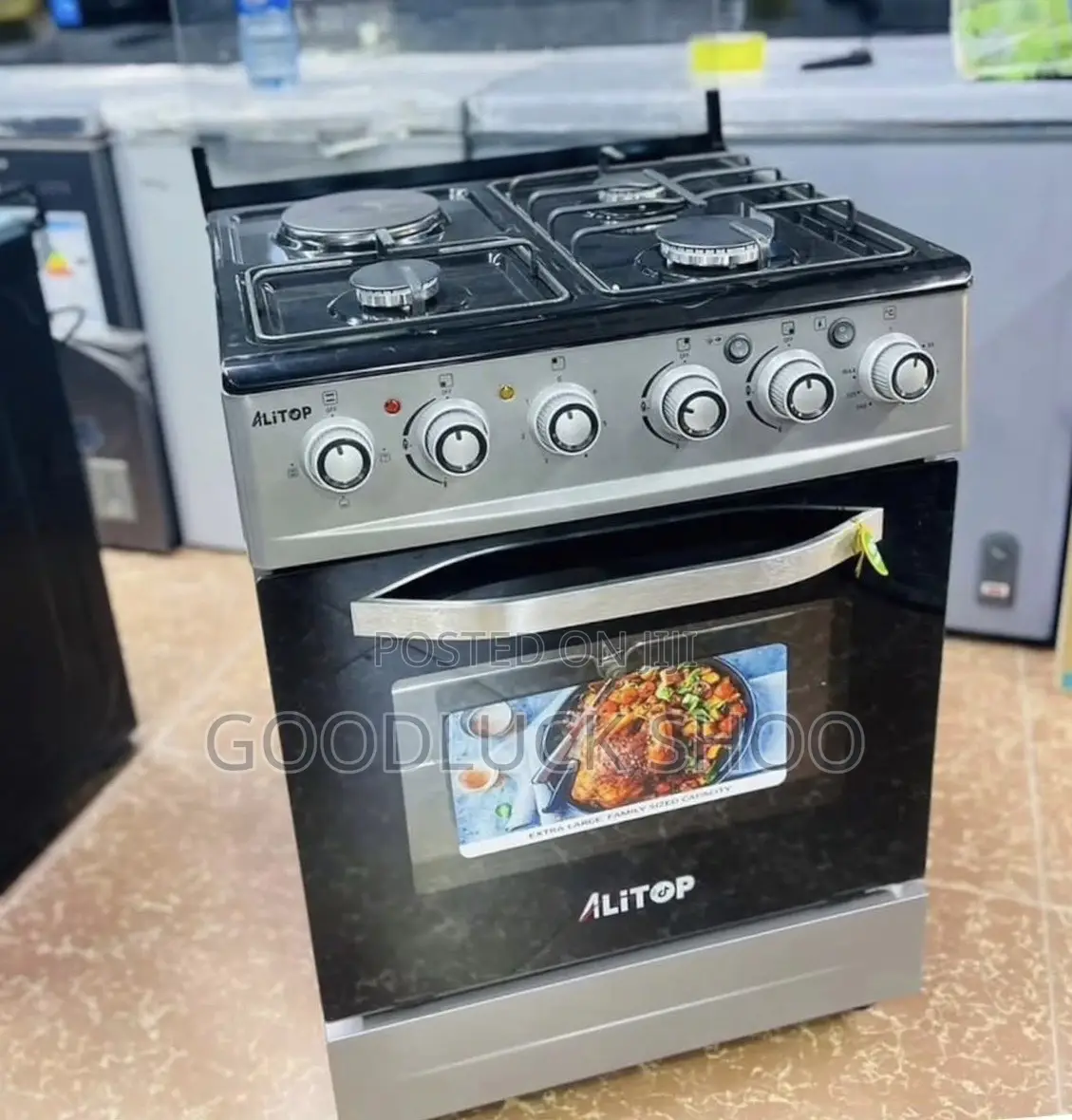 Alitop Gas Cooker Gs-061 3 Gas Stovetops 1 Electric Plate