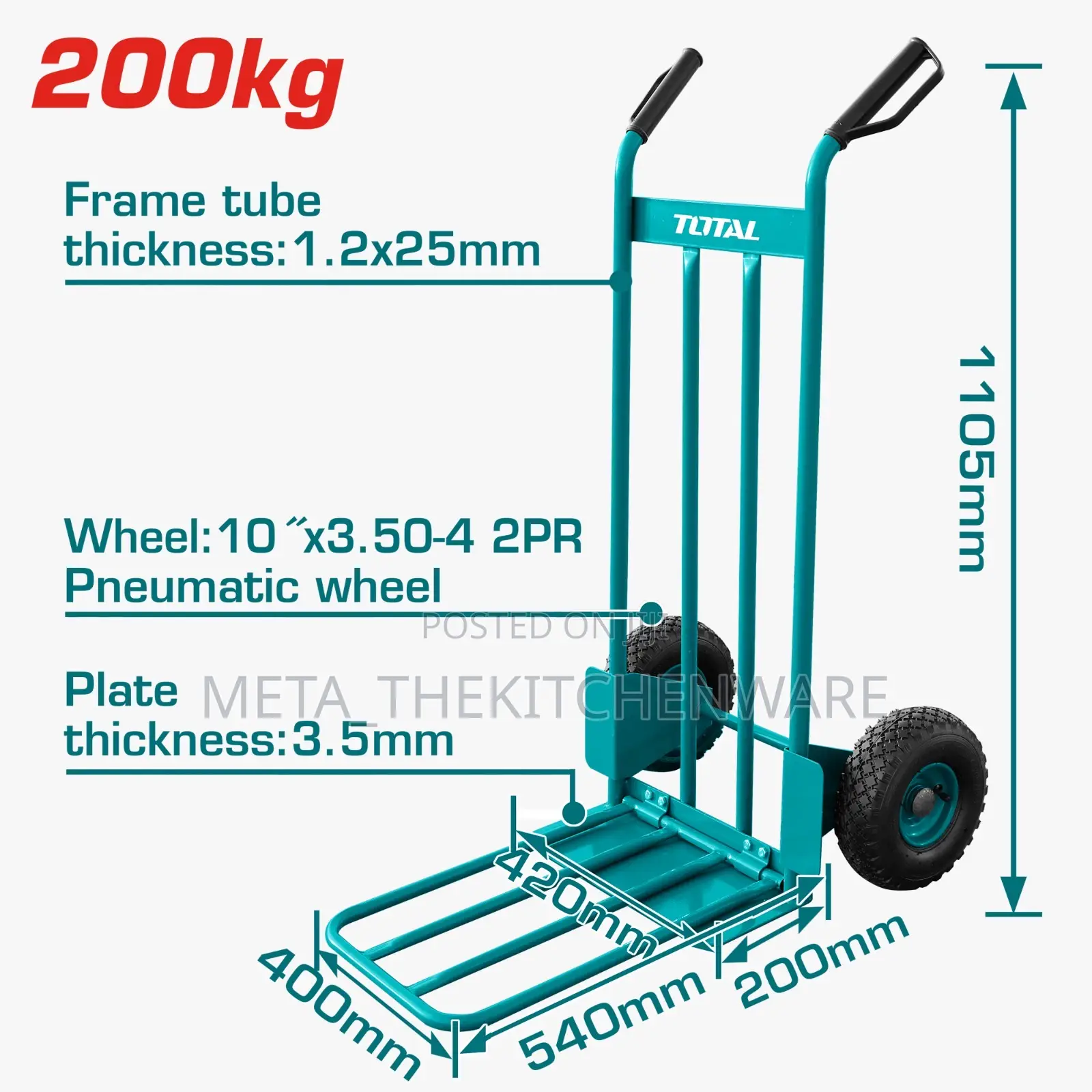 Total Hand Trolley 200kg With High Grip Plastic Handles