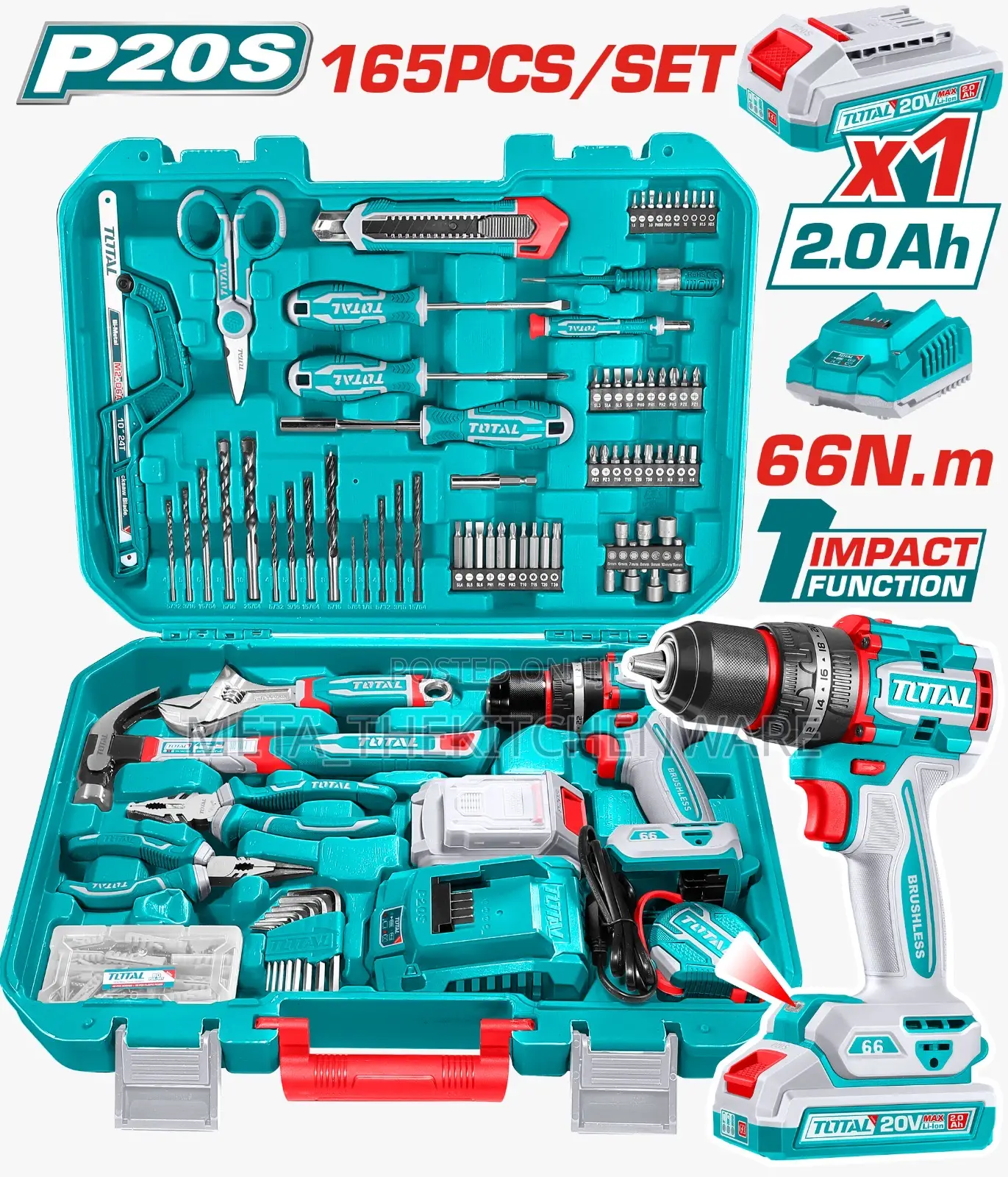 Total 165 PCS Tools Set (Cordless Drill and Tools)