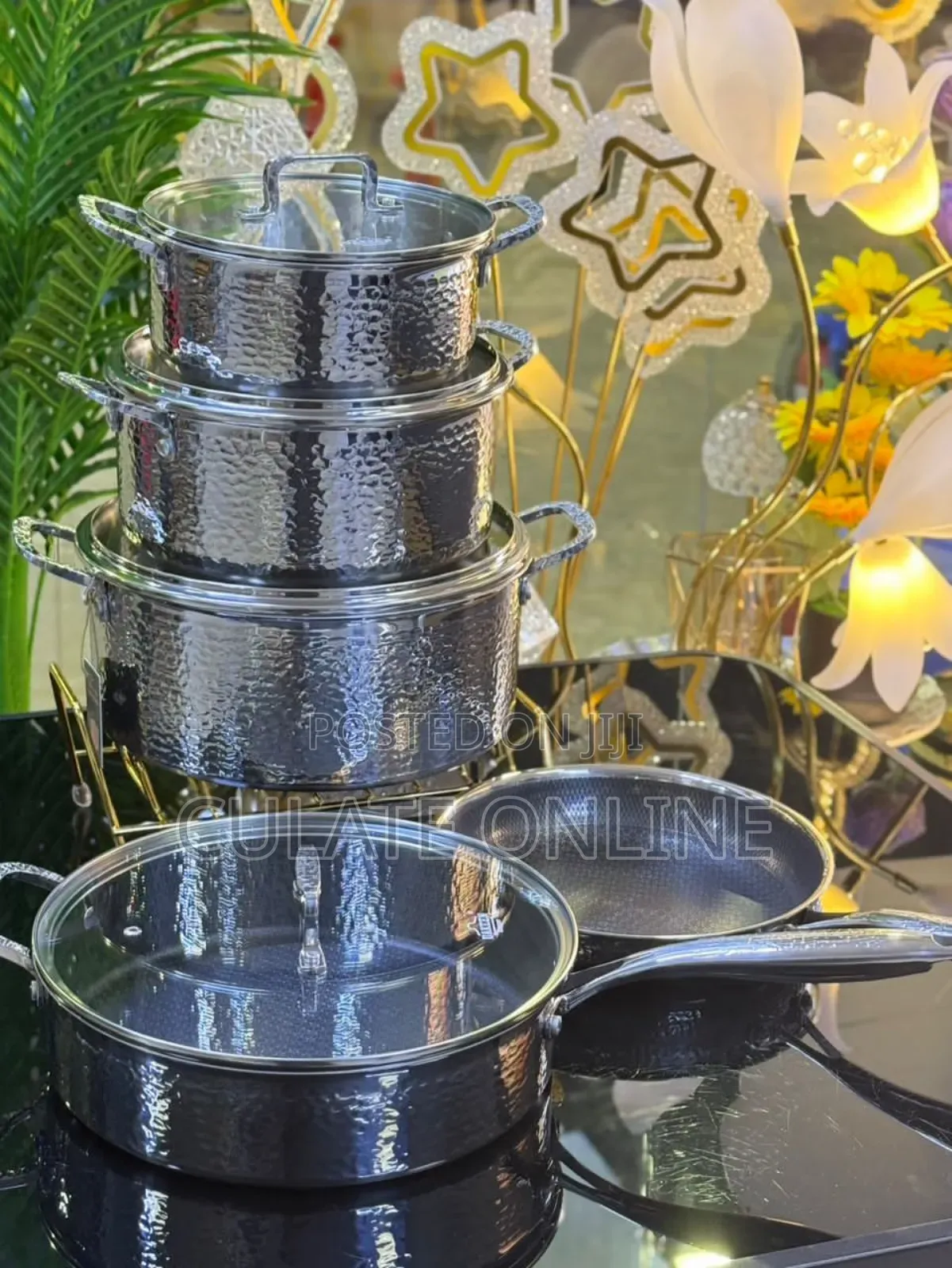 5pcs Uakeen Stainless Steel Cookware Set