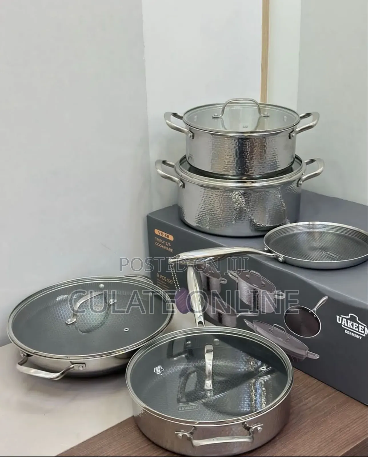 5pcs Uakeen Stainless Steel Cookware Set