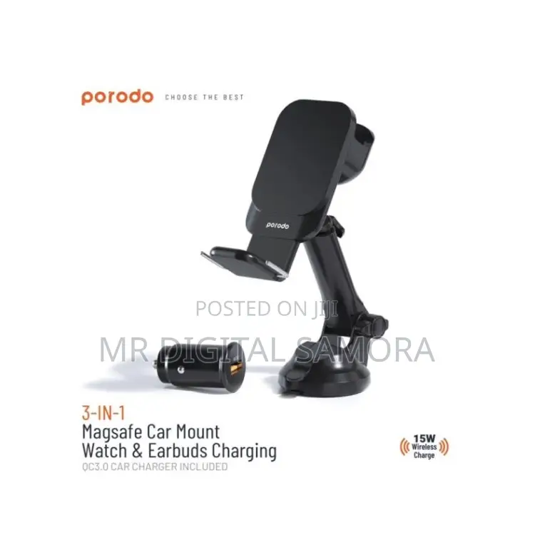 Porodo 3 in 1 Magesafe Car Mount