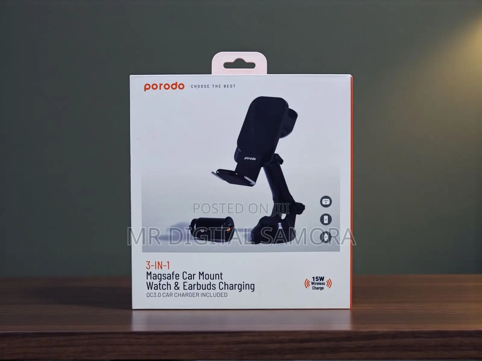 Porodo 3 in 1 Magesafe Car Mount