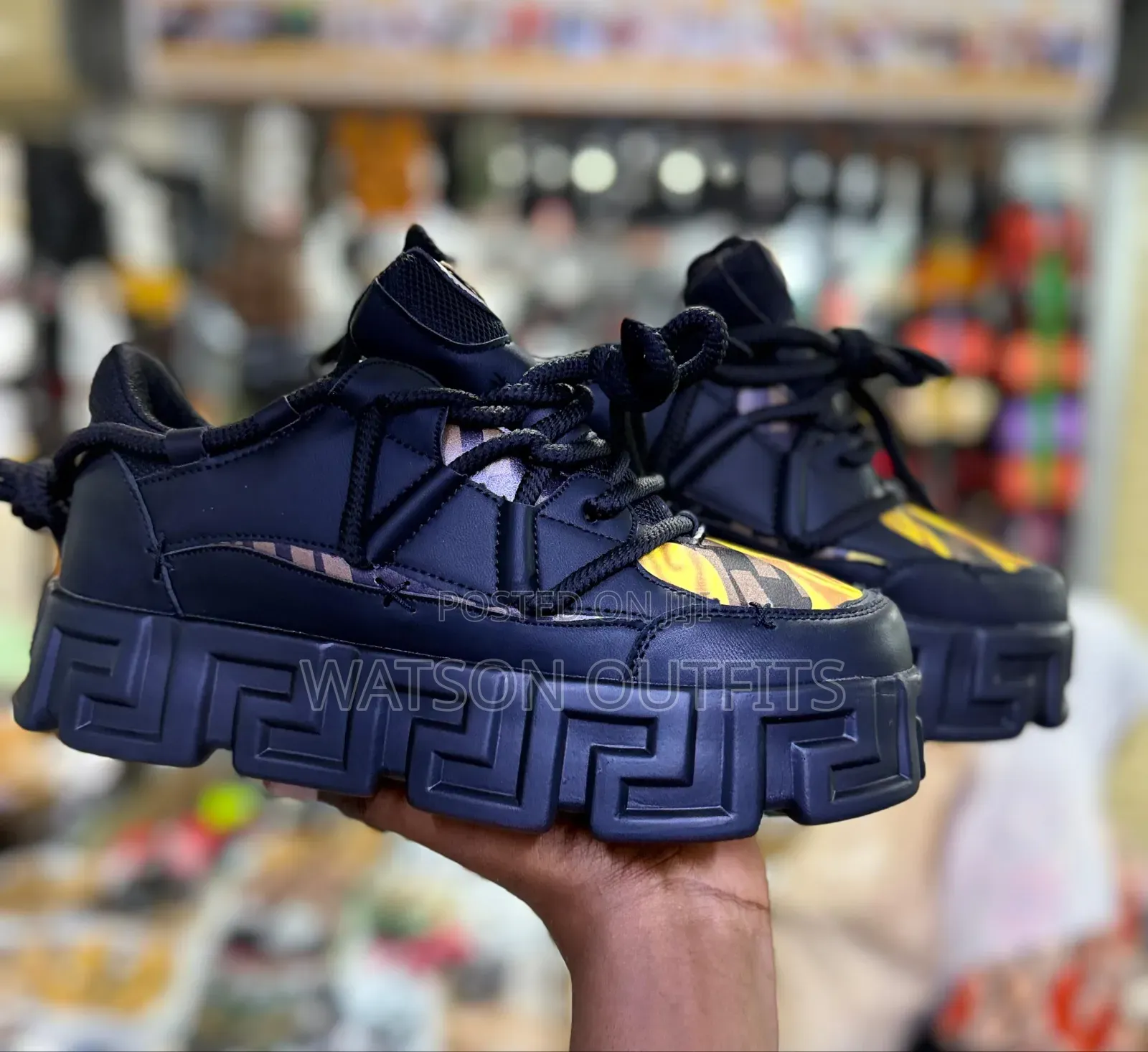 Men's Leather Sneaker Shoes Versace Brand Typically Two Colours Ķ