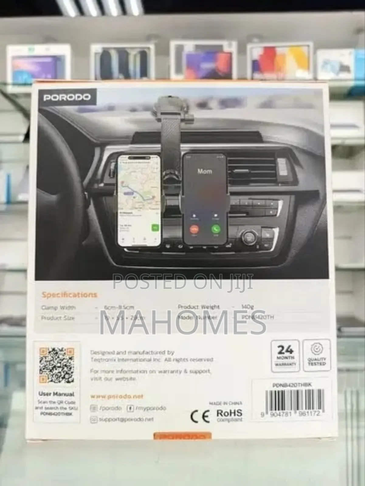 Porodo 360° Rotatable Car Phone Holder