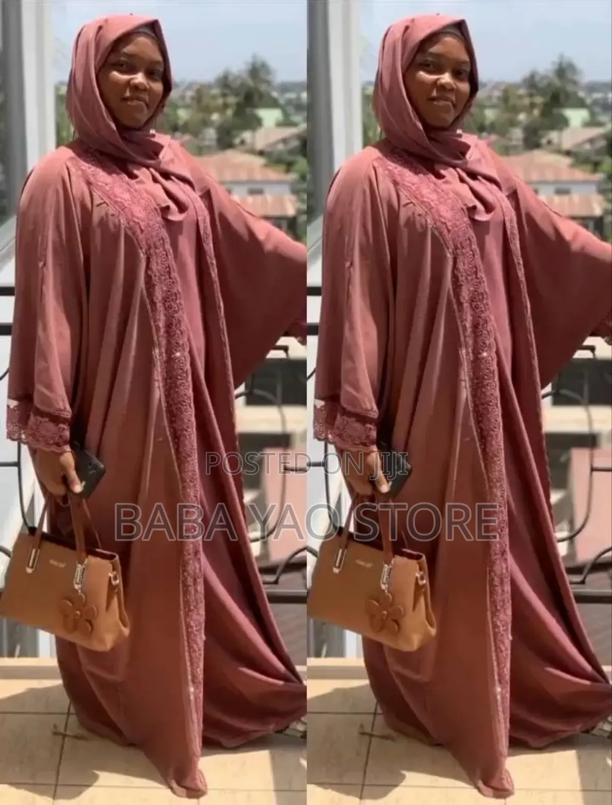 2-Pieces Abaya Dresses for All Seasons Breathable Long-Sleeved