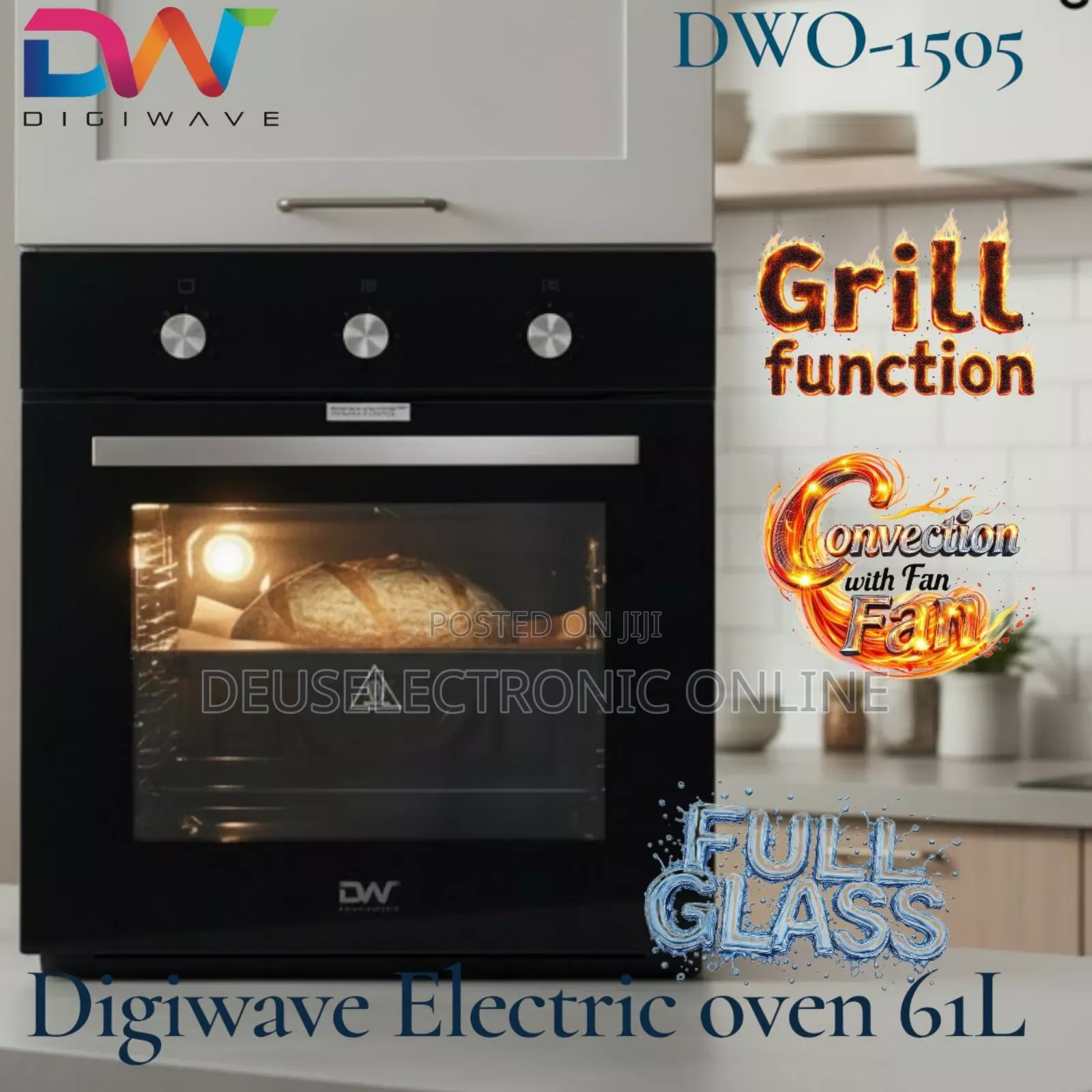 *Digiwave Built in Oven , With Fan Timer Glass Body