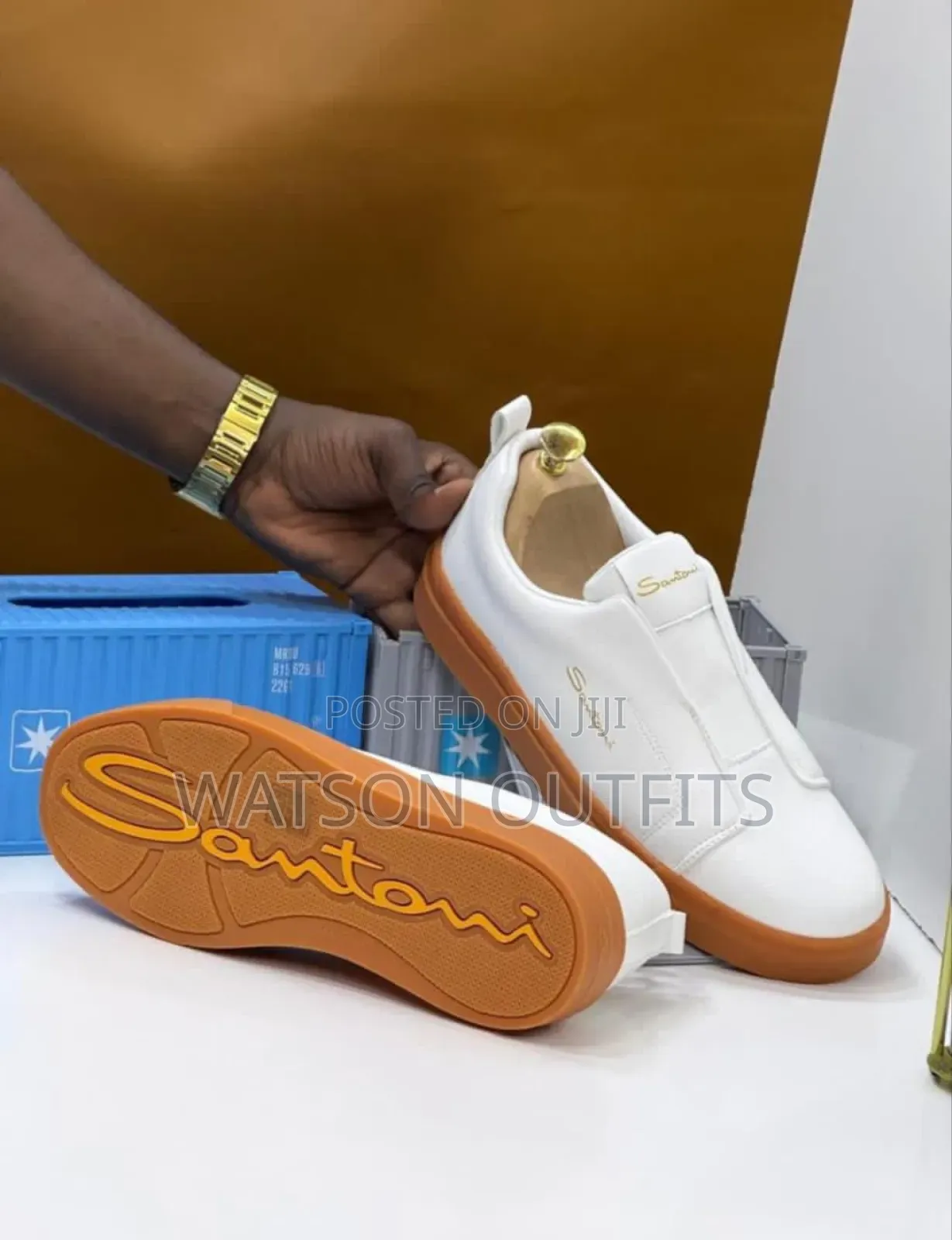 Men's Leather Shoes Santoni Brand New Stylishly Made