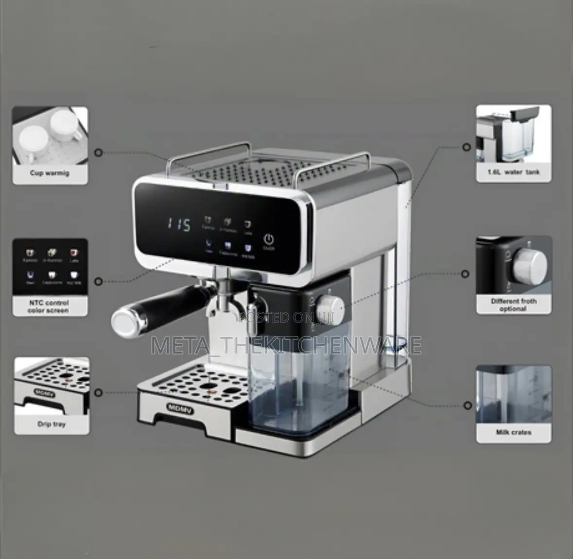 Digiwave Touch Control Espresso Machine - Ulka Pump, Auto Milk Frother