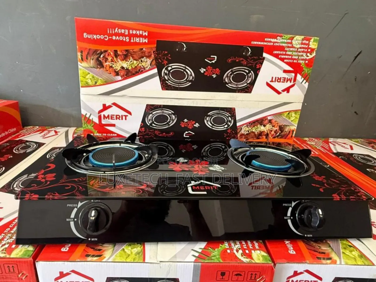 Merit 2-Burner Glass Top Gas Cooker