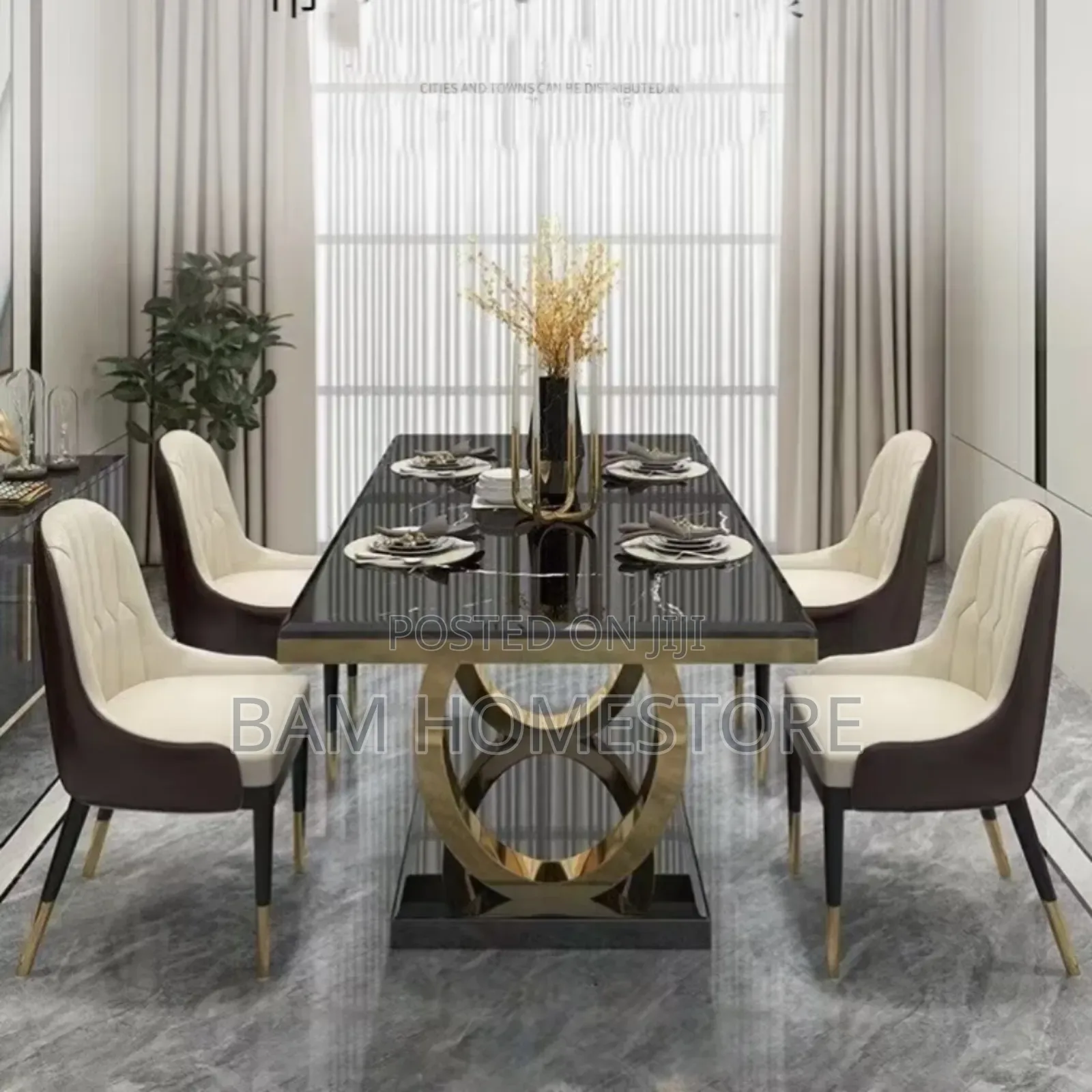 Luxury Marble Dining Table Set F305 (6 Seater) - Meza Ya Chakula Watu6