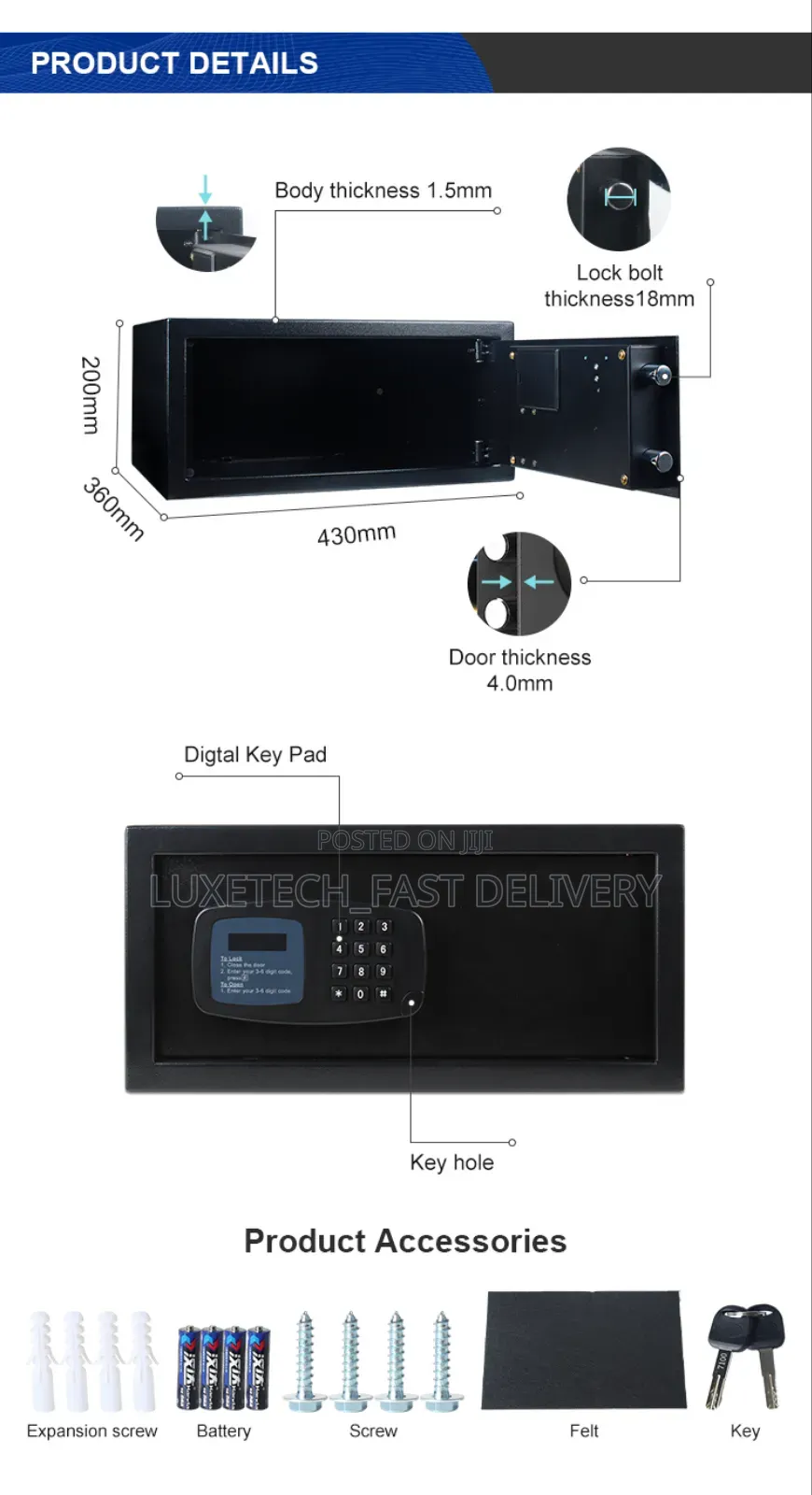 Mini Digital Steel Hotel Safe Box