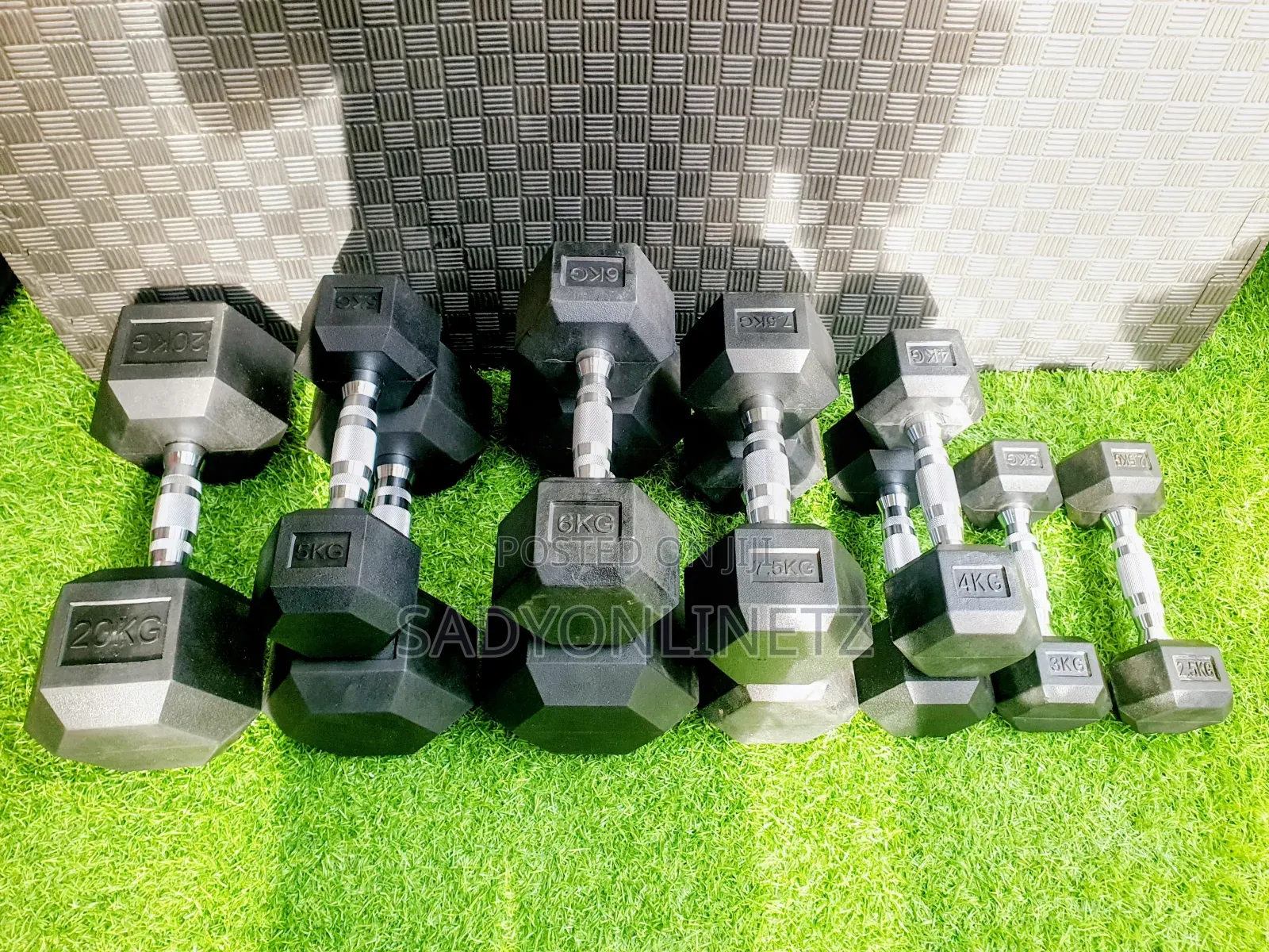 Hexagon Rubber Dumbbell 6kg