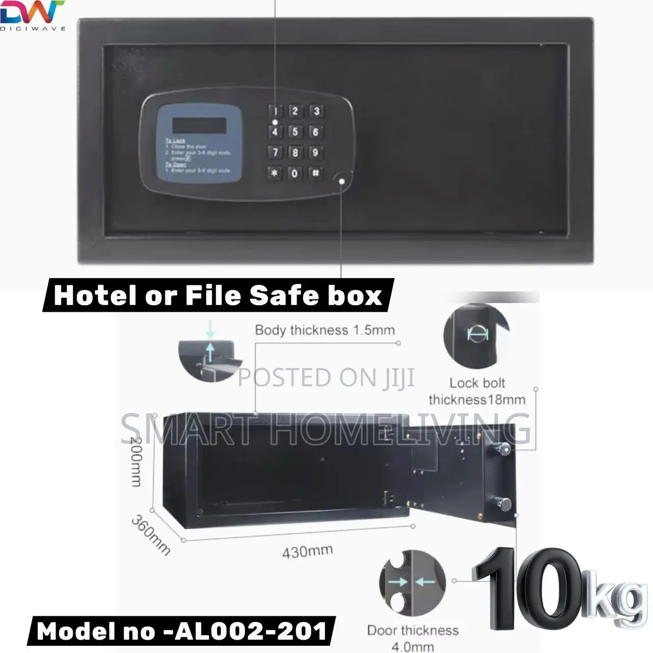 Digiwave Digital Hotel Or Office Safe Box