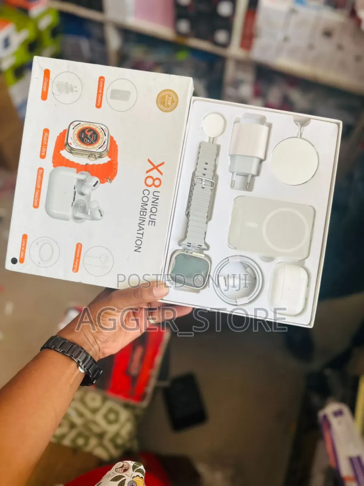 X8 Unique Smartwatch Combo(Airpods+Wireless Powerbank+Wireless Charger