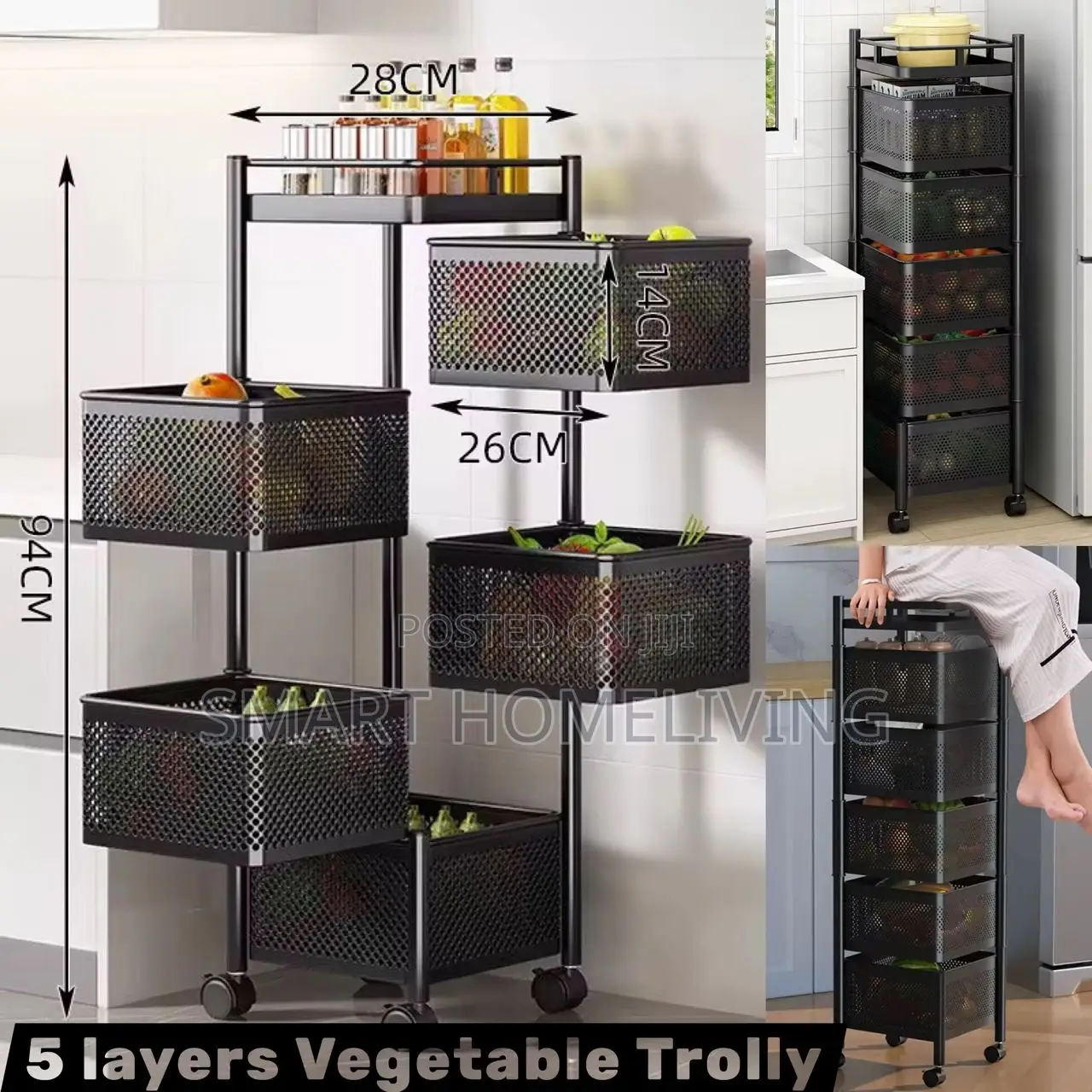 5-Tier Rotating Vegetable Trolley