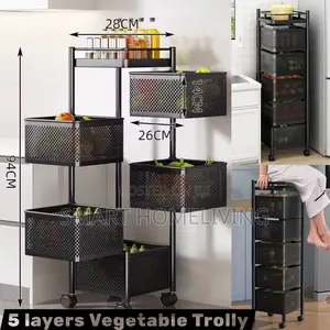 5-Tier Rotating Vegetable Trolley