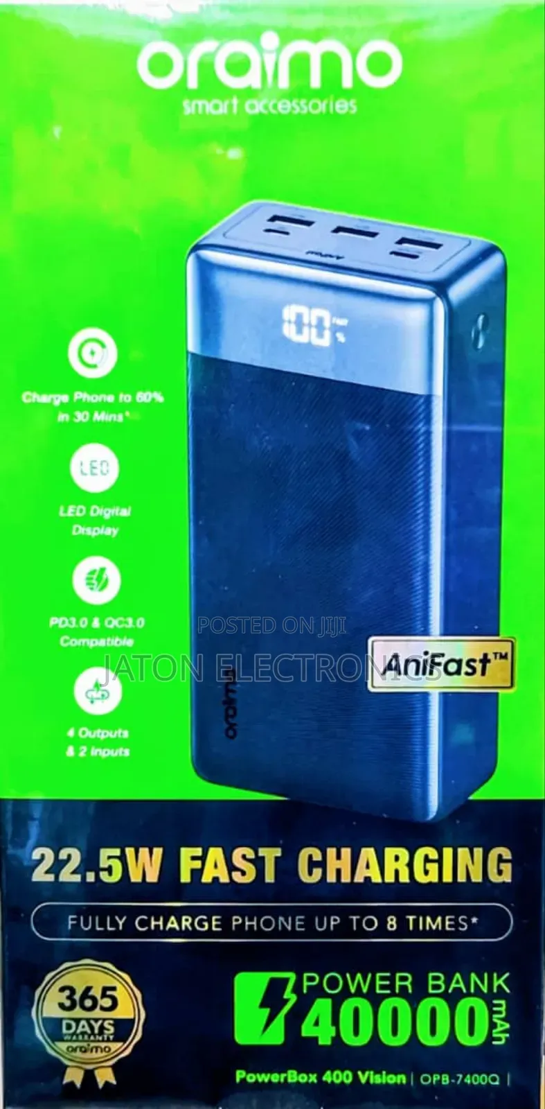 Oraimo Fast Charging Power Bank 40000mah