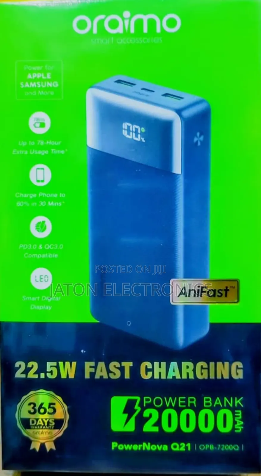 Oraimo Fast Charging Power Bank 20000mah